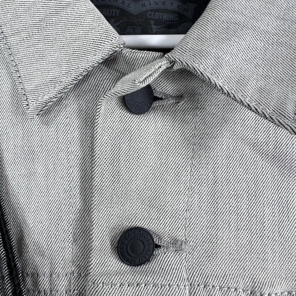 Levi's Trucker Jacket Mens M Medium Grey Two Tone Colorblock Denim Coat